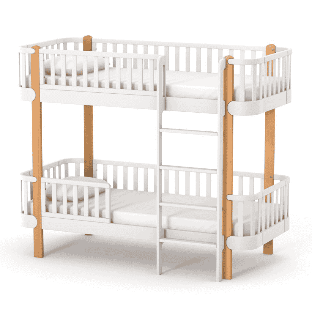 Patrová postel pro Teenagery Zukko 190 Gekko Kids, Bílá / Přírodní buk